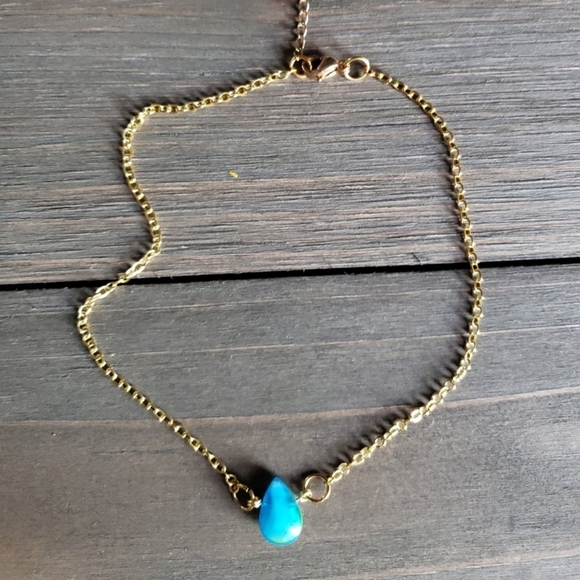 Handmade 18k Blue Glass Anklet - Picture 5 of 10